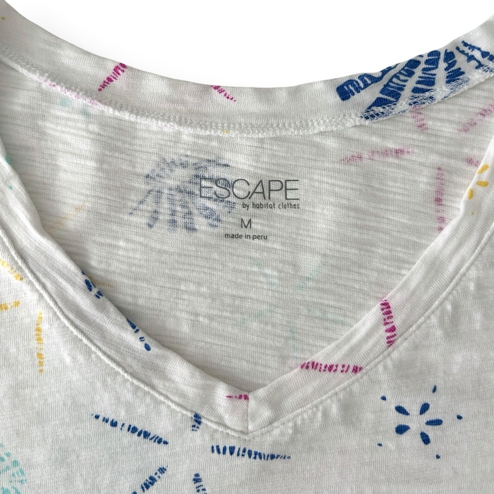 Escape by Habitat Clothes M White Seashell 100% Cotton Short Sleeve Top NWOT - Picture 10 of 12